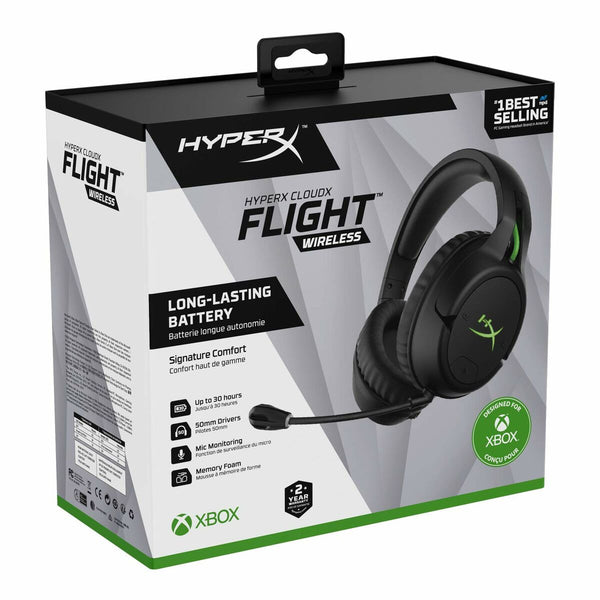 Gaming Hörlurar med mikrofon Hyperx CloudX Flight Svart & Grön