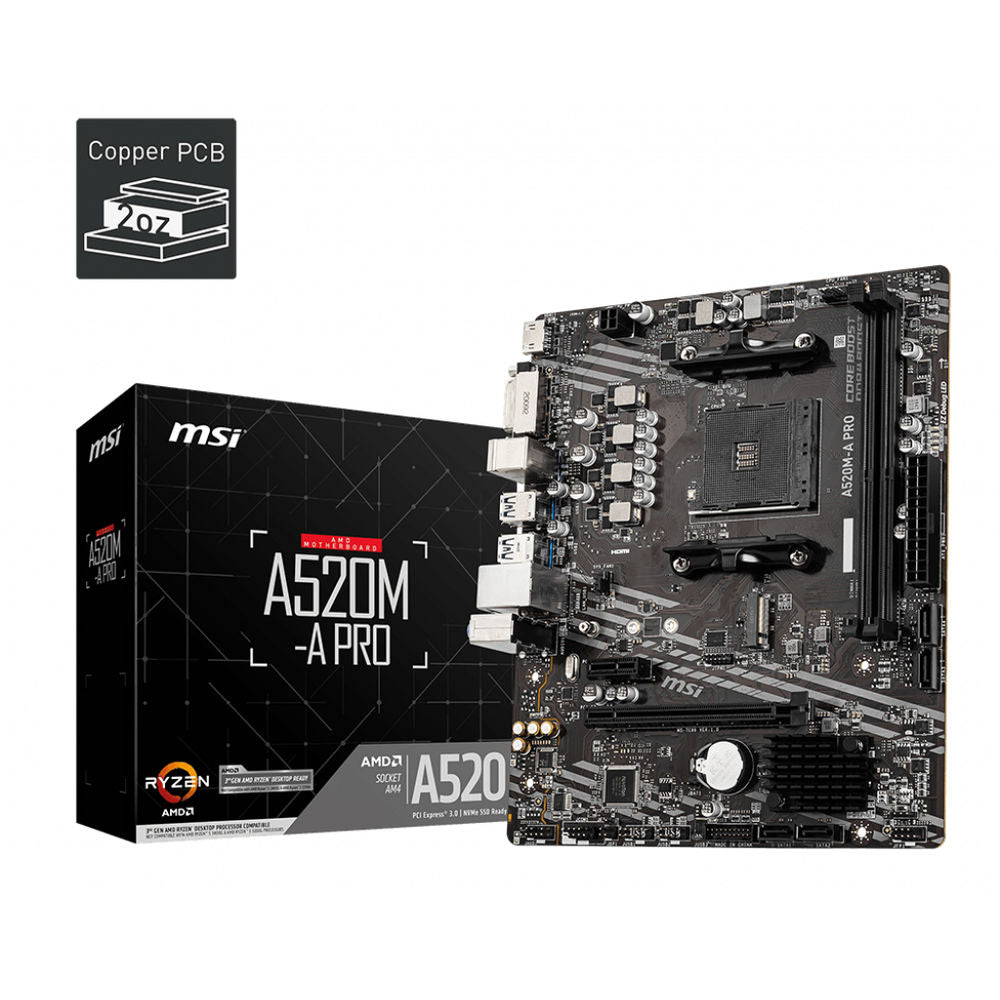 Moderkort MSI 7C96-001R mATX AM4     AMD® A520 AMD AMD AM4