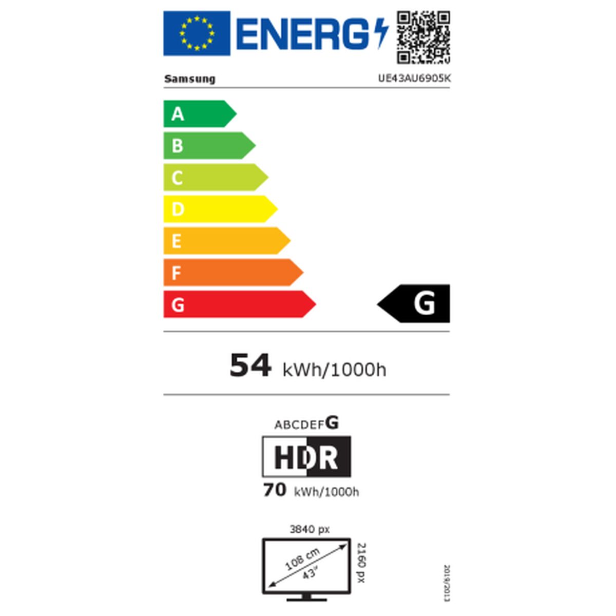 Television Samsung UE43AU6905 3840 x 2160 px Ultra HD 4K 43"