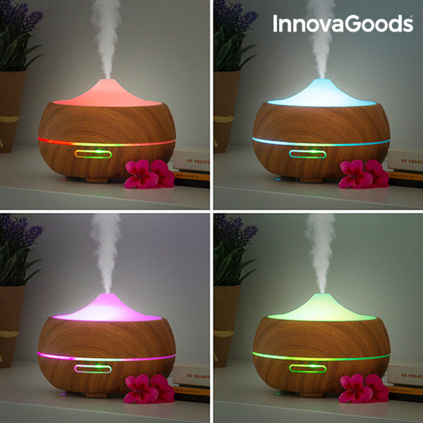 Aroma Diffuser Humidifier with Multicolour LED Wooden-Effect