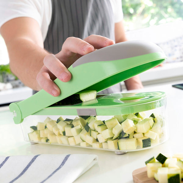 7 in 1 vegetable cutter, grater and mandolin with recipes and