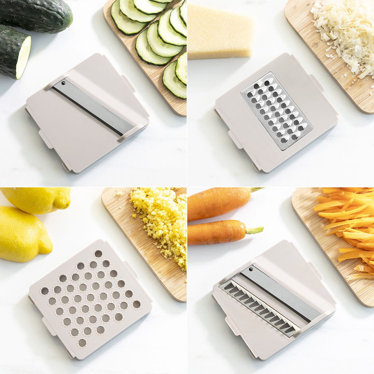 7 in 1 vegetable cutter, grater and mandolin with recipes and