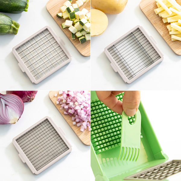 7 in 1 vegetable cutter, grater and mandolin with recipes and