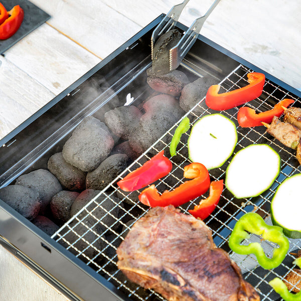 Fällbar bärbar grill för användning med Charcoal BearBQ InnovaGoods