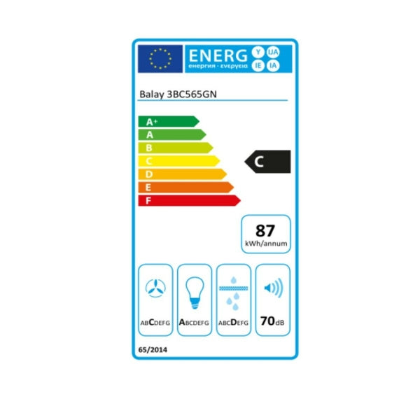 Köksfläkt Balay 3BC565GN 60 cm 530 m3/h 216 W C Svart